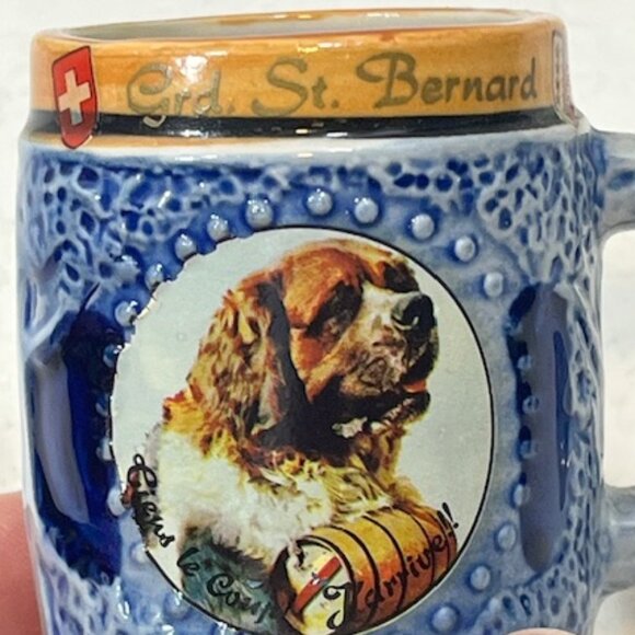 VTG Swiss Grd.St. Bernard Dog Mini Mug Shot Cup 2.75" Tall Souvenir Collectible - Picture 7 of 16